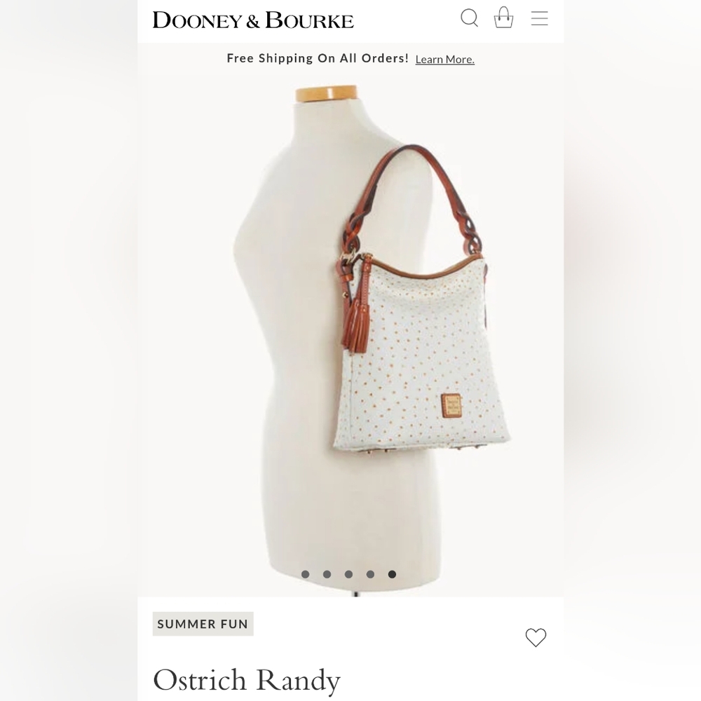 Dooney & Bourke Randy Ostrich Shoulder Bag Purse Tote White OT354 With Dust bag